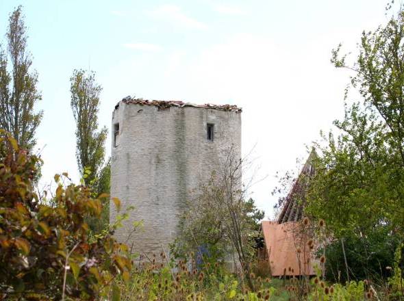 Moulin de la Chamalire avec son futur toit au sol