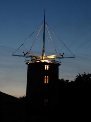 Le moulin du jardin du vent la nuit